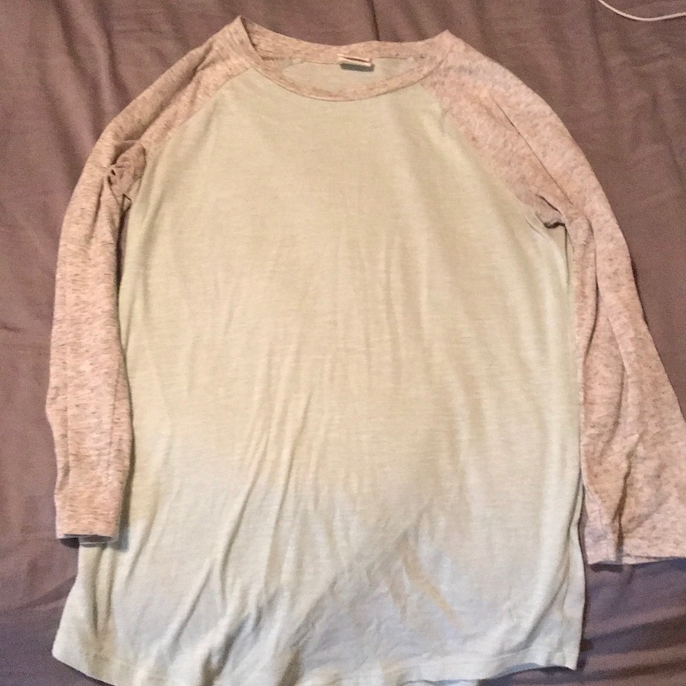 victoria secret shirt teal and grey sleeves